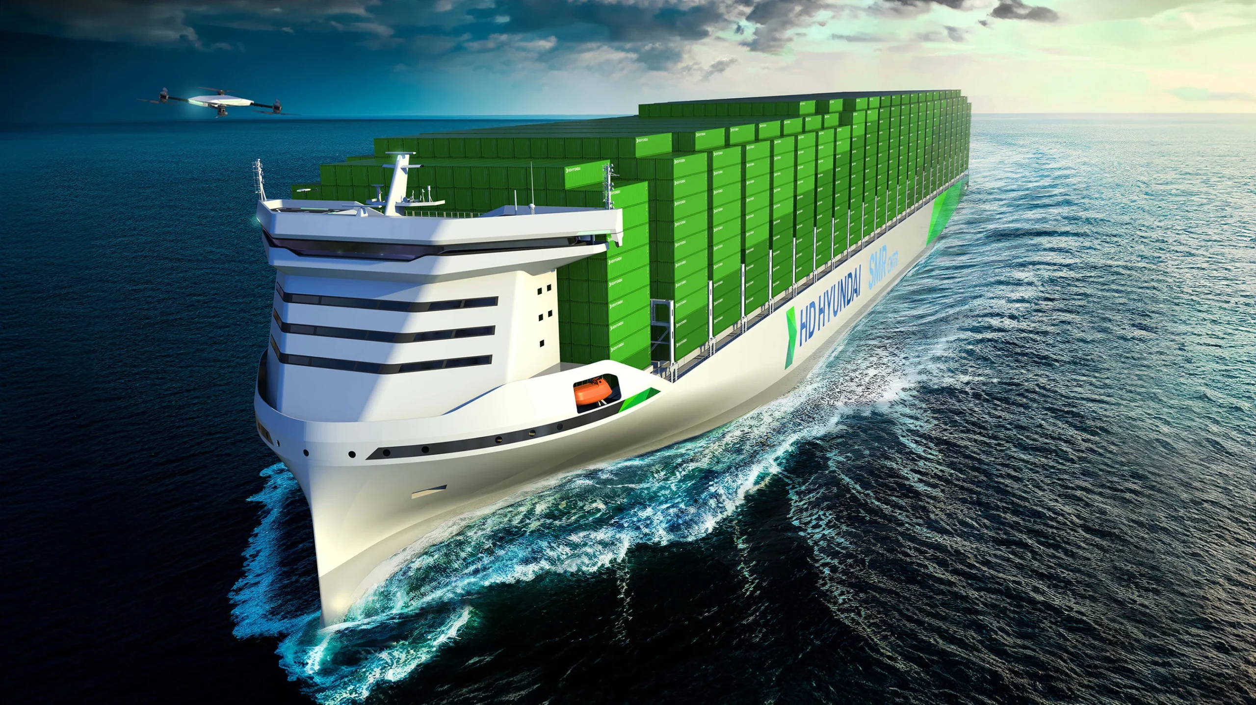 Porta-contentores Hyundai movido a energia nuclear transporta até 15.000 contentores